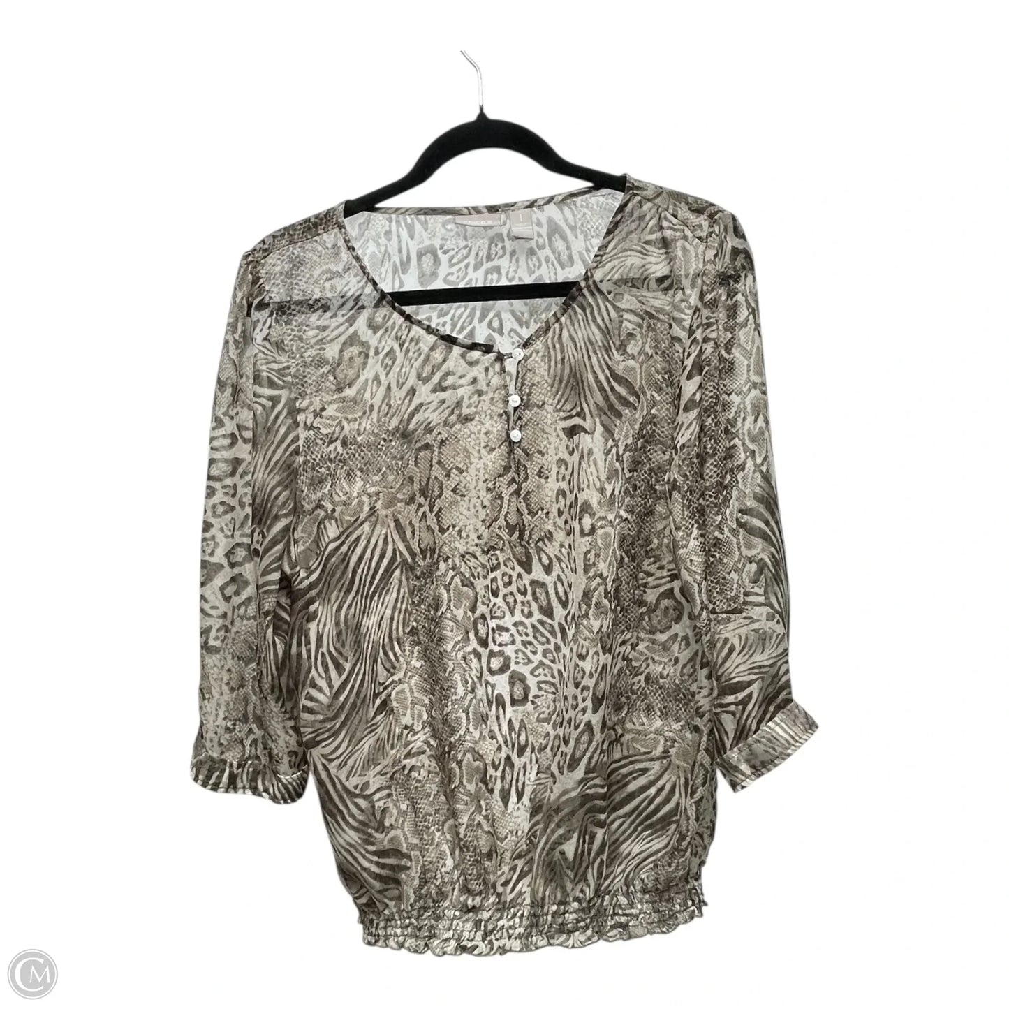 Blouse 3/4 Sleeve By Chicos In Animal Print, Size: M