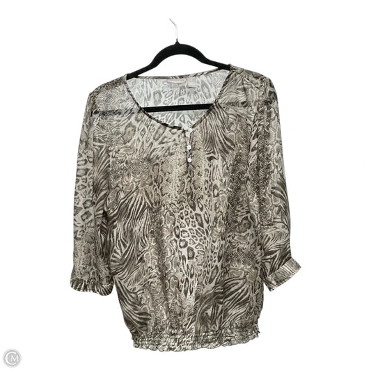 Blouse 3/4 Sleeve By Chicos In Animal Print, Size: M