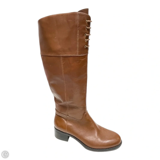 Boots Knee Flats By Isaac Mizrahi Live Qvc In Brown, Size: 7