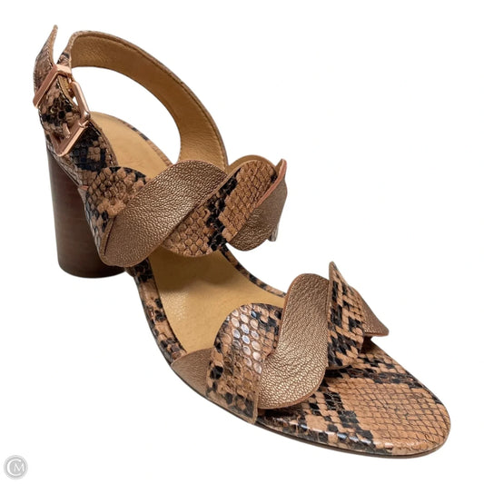 Sandals Heels Block By Crown Vintage In Snakeskin Print, Size: 6