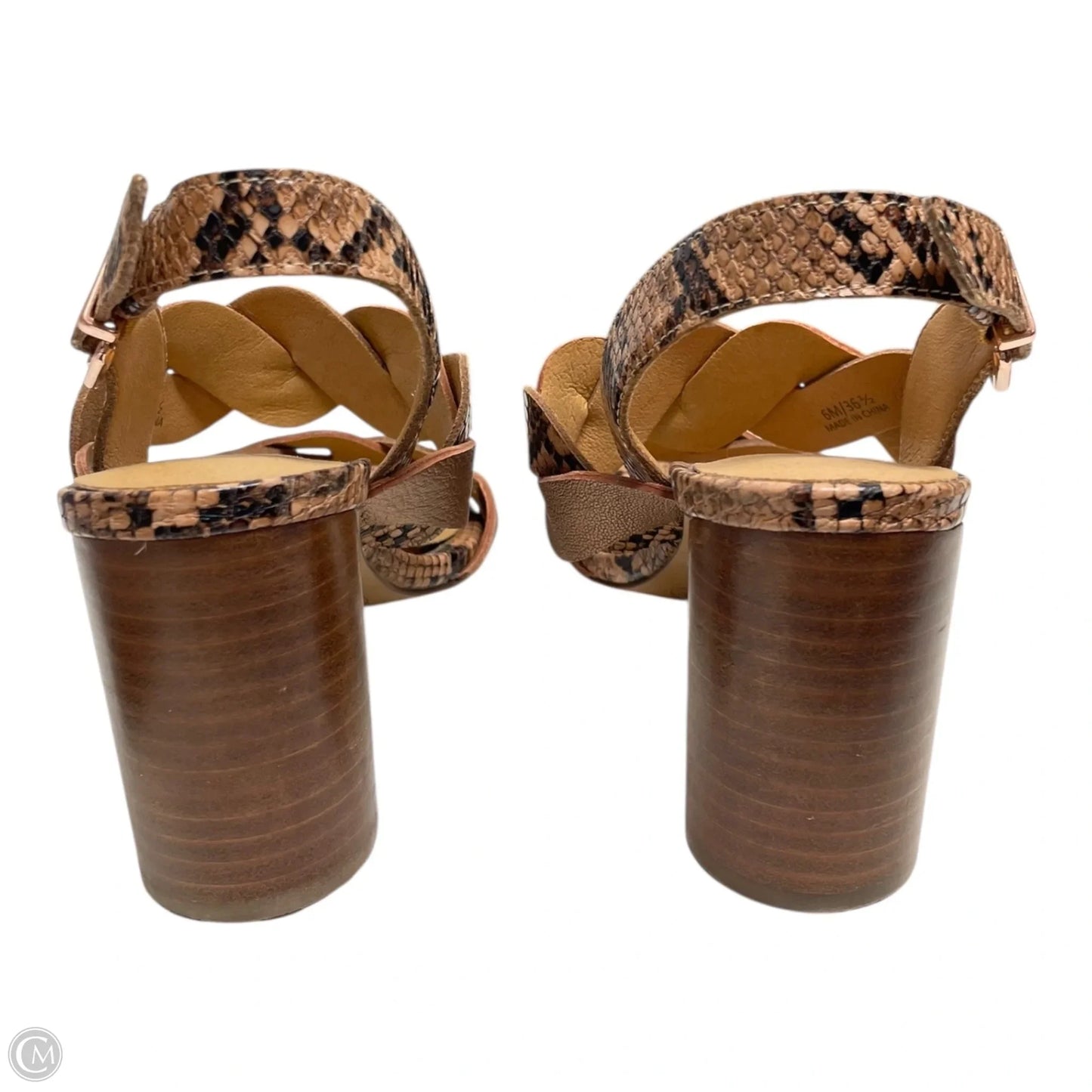 Sandals Heels Block By Crown Vintage In Snakeskin Print, Size: 6