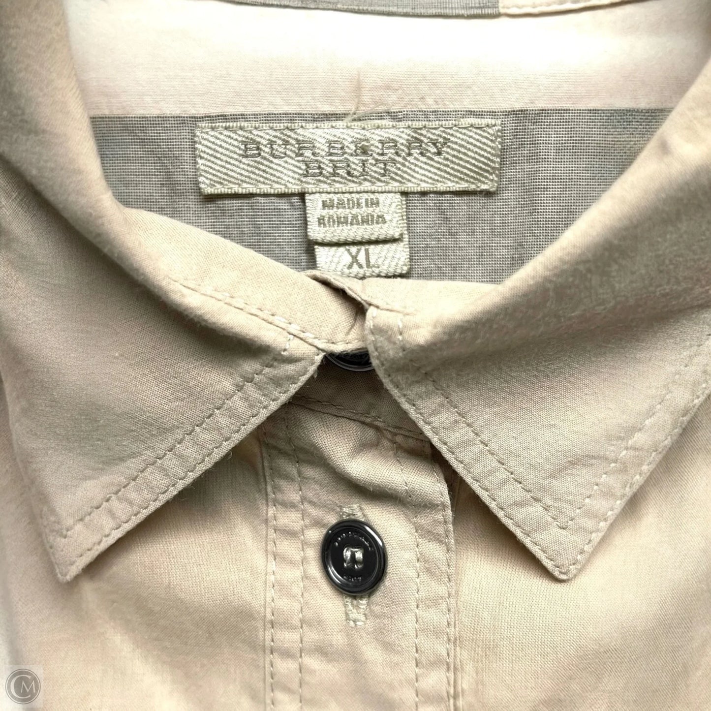 Top Long Sleeve Luxury Designer By Burberry Brit In Plaid Pattern, Size: Xl