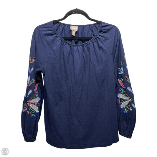 Top Long Sleeve By Chicos In Navy, Size: M