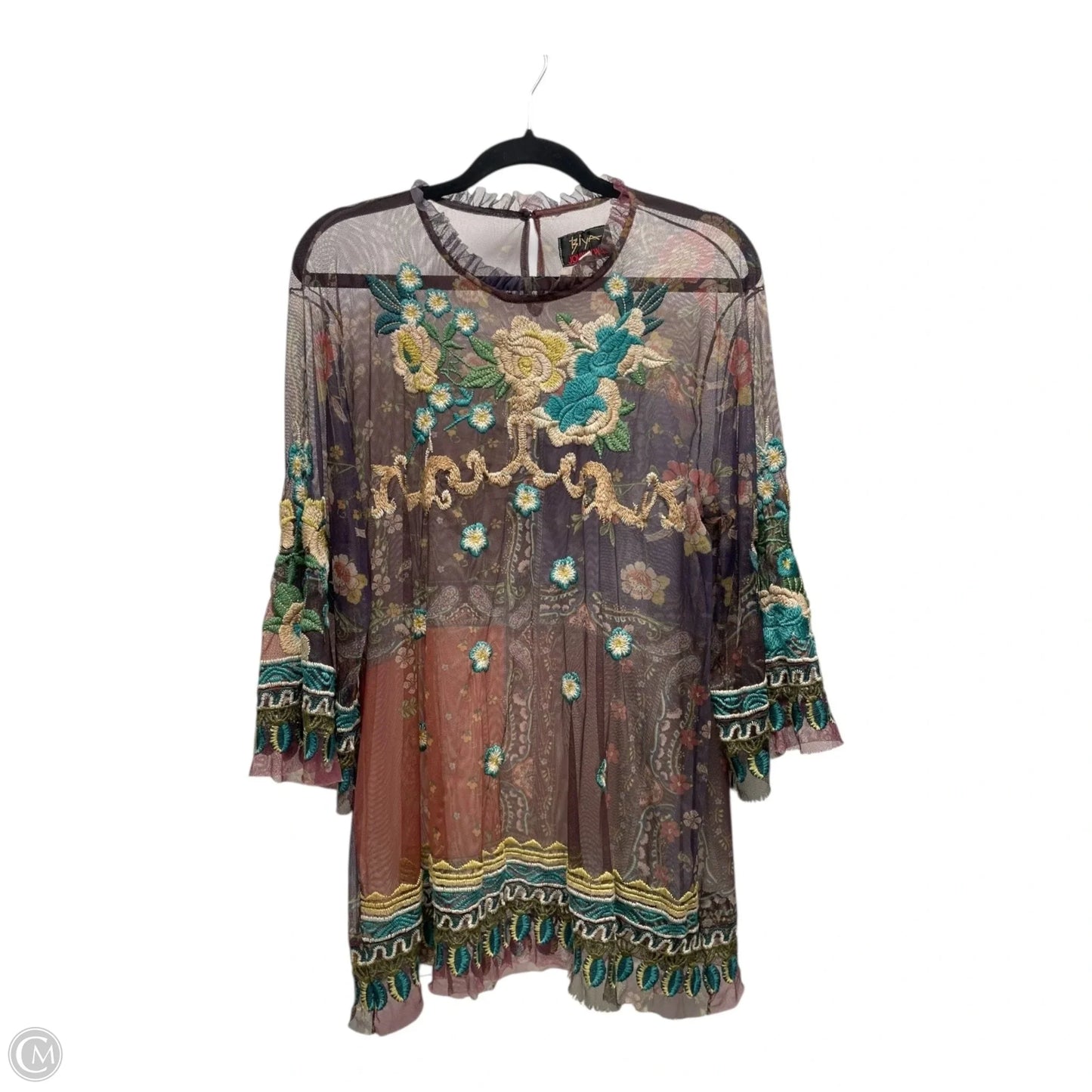 Tunic 3/4 Sleeve By Johnny Was In Multi-colored, Size: Xl