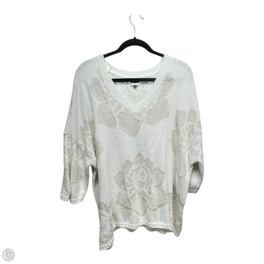 Sweater By Cabi In Tan & White, Size: M