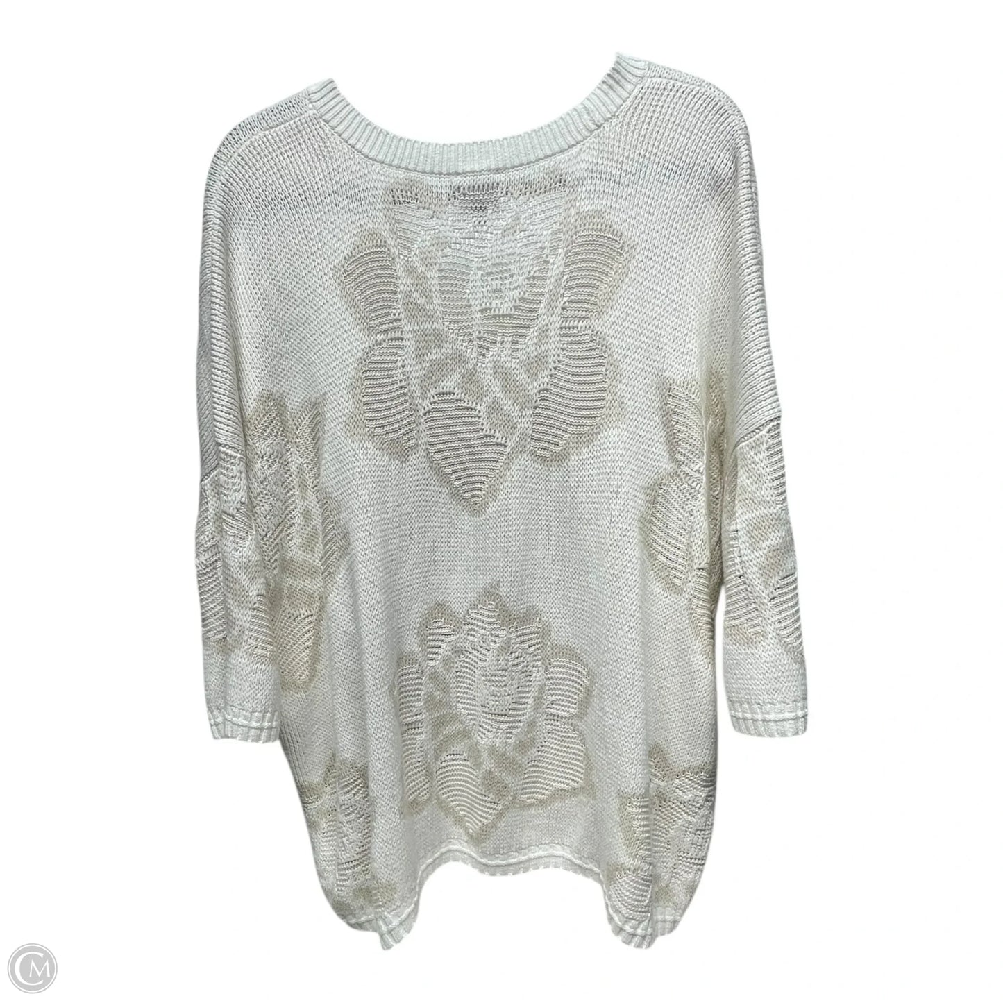 Sweater By Cabi In Tan & White, Size: M