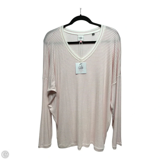 Top Long Sleeve By Cabi In Pink & White, Size: M
