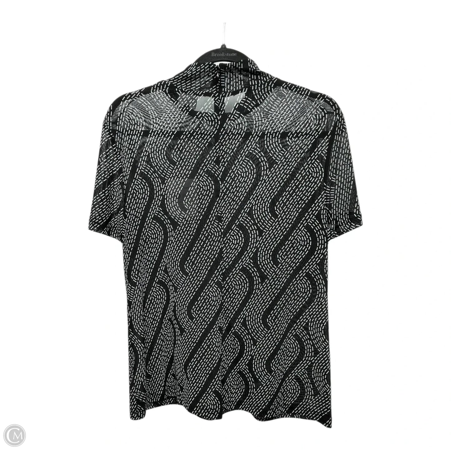 Top Short Sleeve By Cabi In Black & White, Size: M