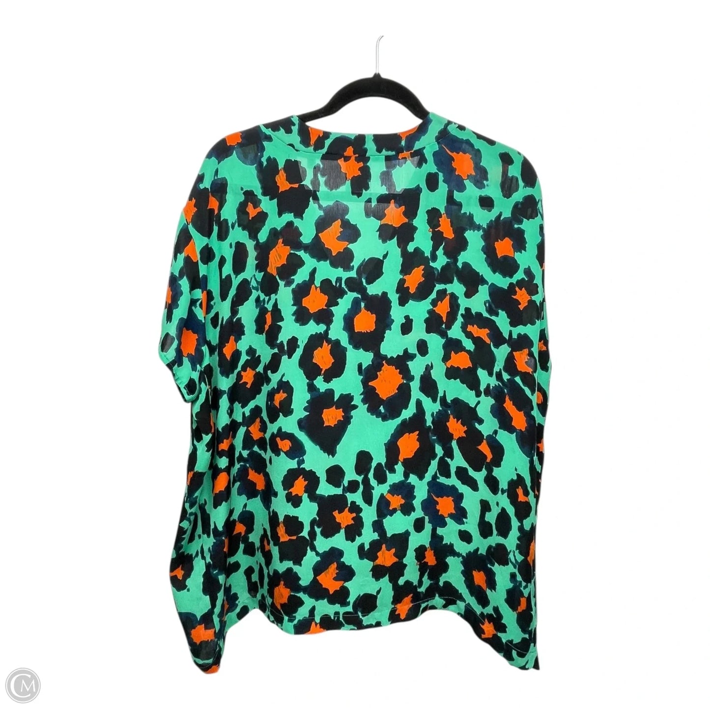 Top Short Sleeve By Cabi In Green & Orange, Size: M