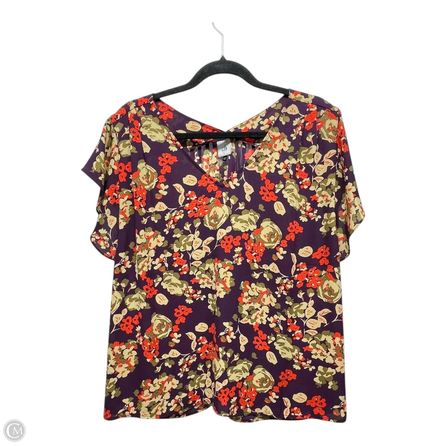 Top Short Sleeve By Cabi In Maroon, Size: M