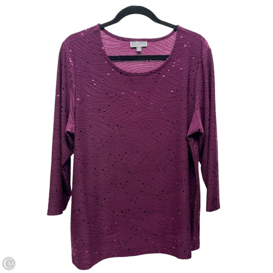 Top 3/4 Sleeve By Jm Collections In Maroon, Size: 1x