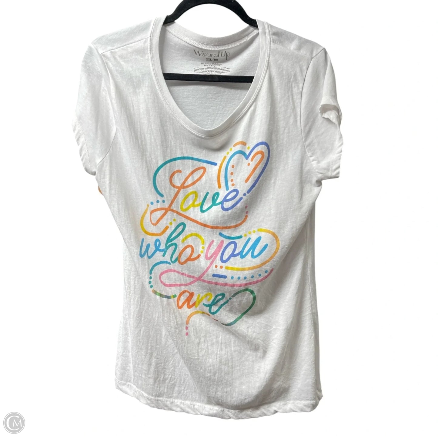 Top Short Sleeve Basic By Wound Up In White, Size: Xxl