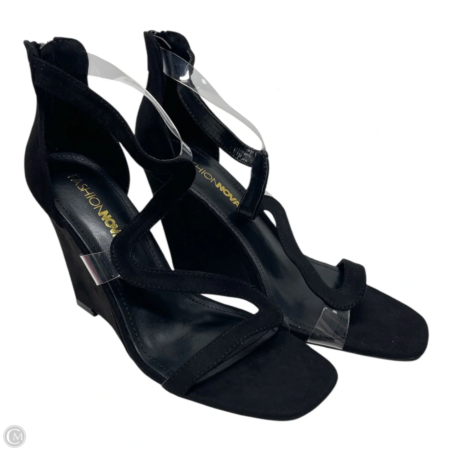 Sandals Heels Wedge By Fashion Nova In Black, Size: 8