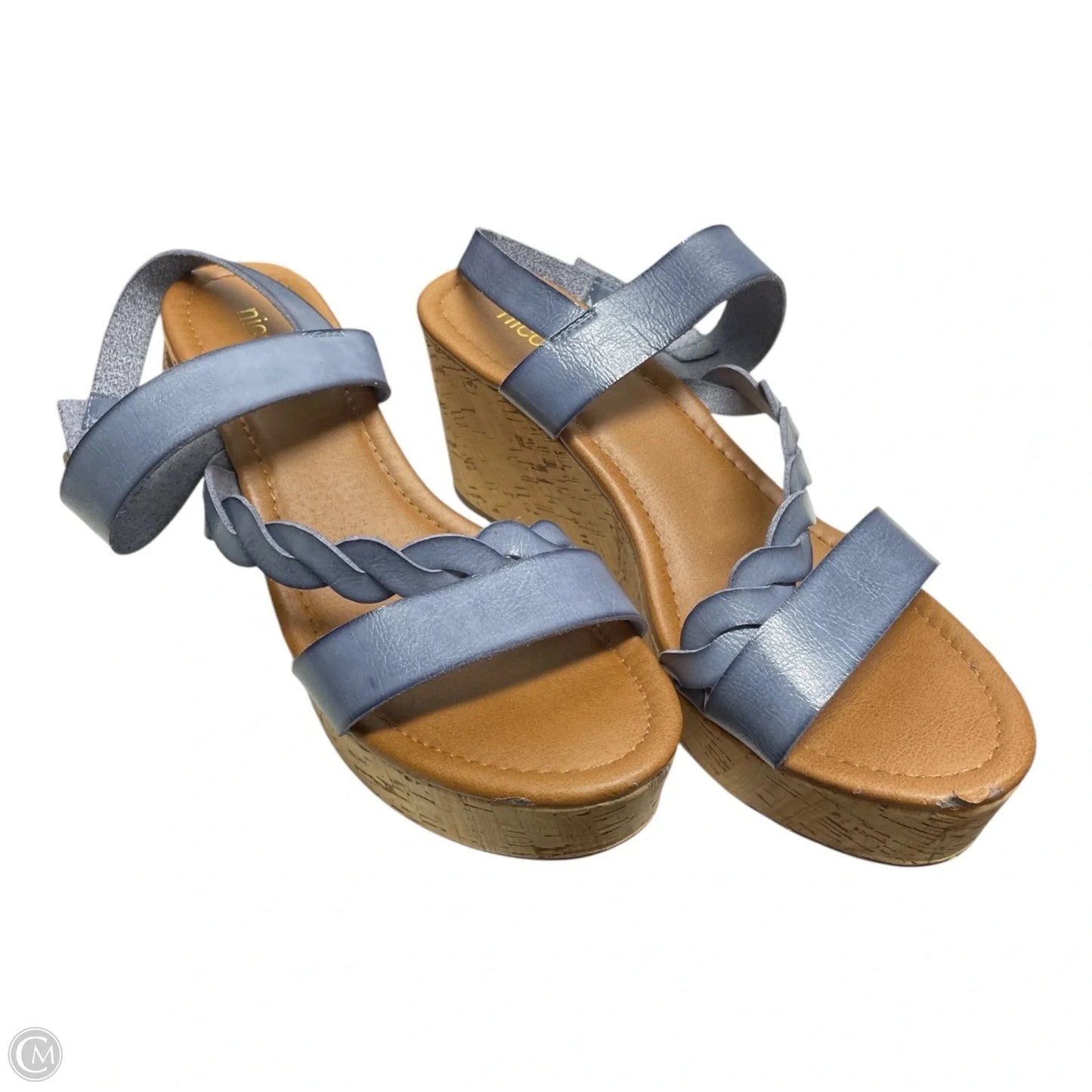 Sandals Heels Wedge By Nicole In Blue, Size: 8