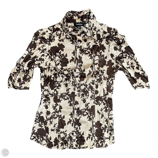 Top Short Sleeve By Bebe In Brown & Cream, Size: M