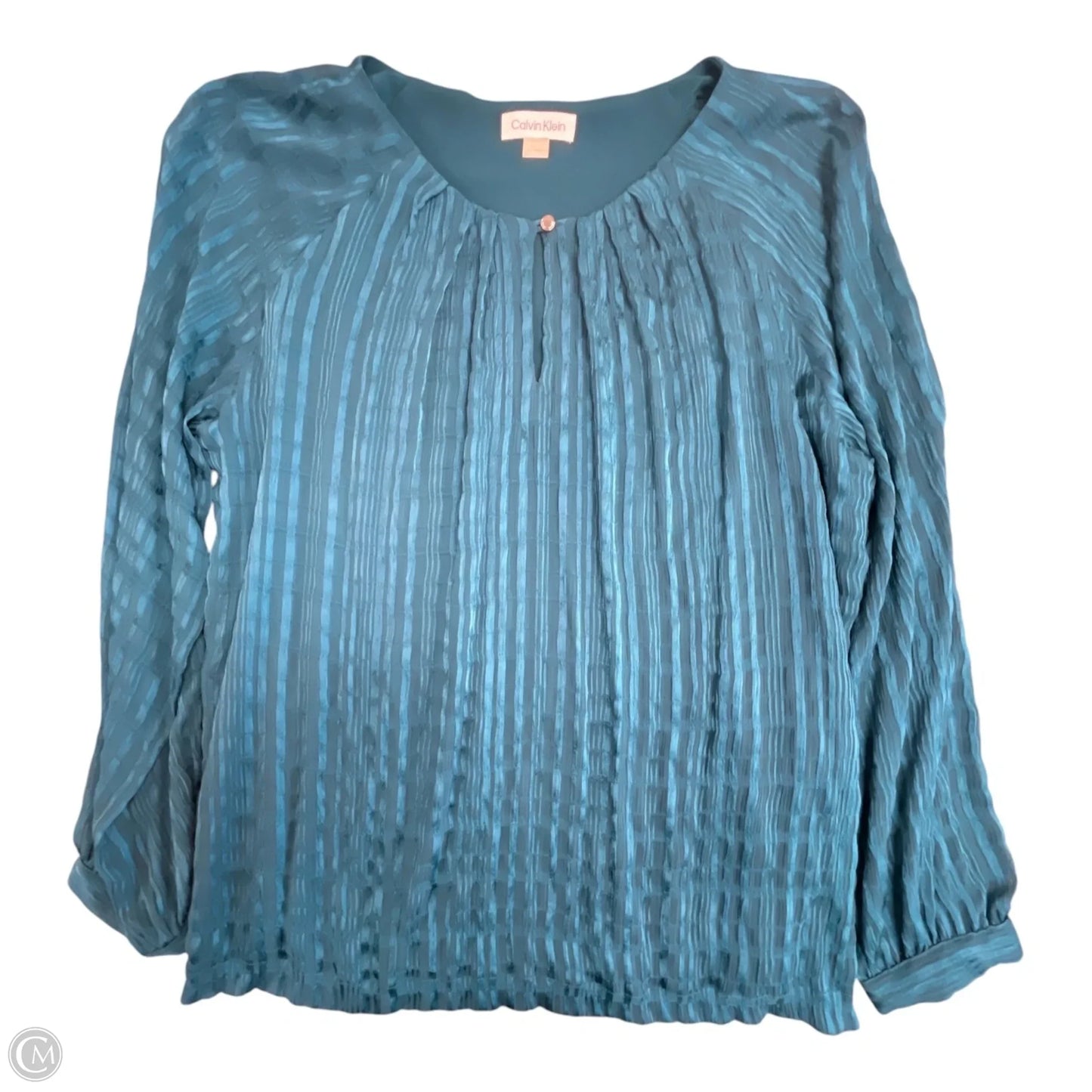Top Long Sleeve By Calvin Klein In Teal, Size: Xl