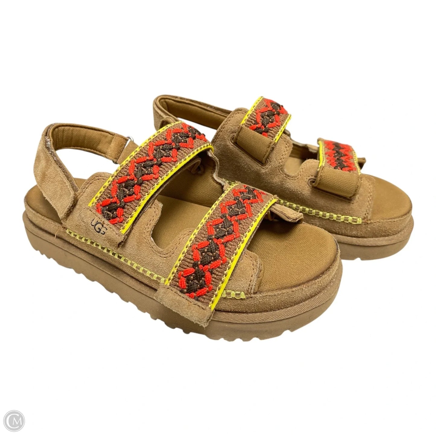 Sandals Designer By Ugg In Brown & Orange, Size: 11