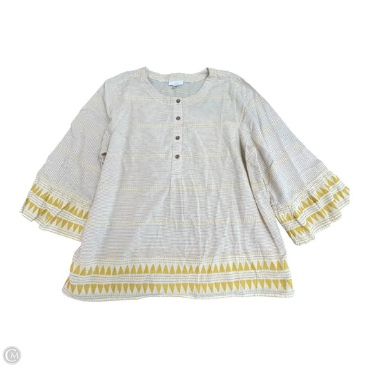 Top Long Sleeve By J. Jill In Tan & Yellow, Size: L