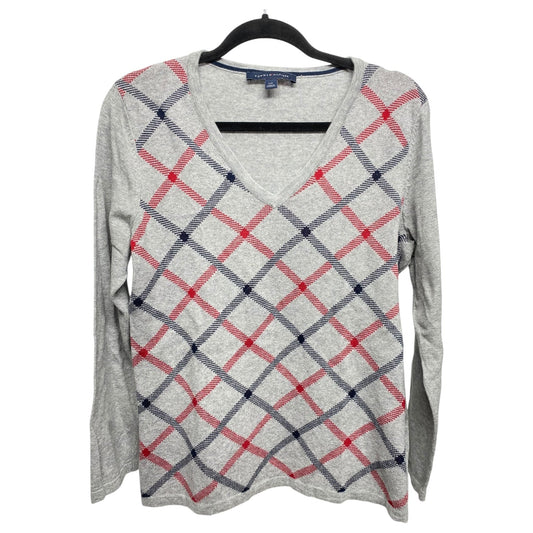 Top Long Sleeve By Tommy Hilfiger In Grey & Red, Size: L