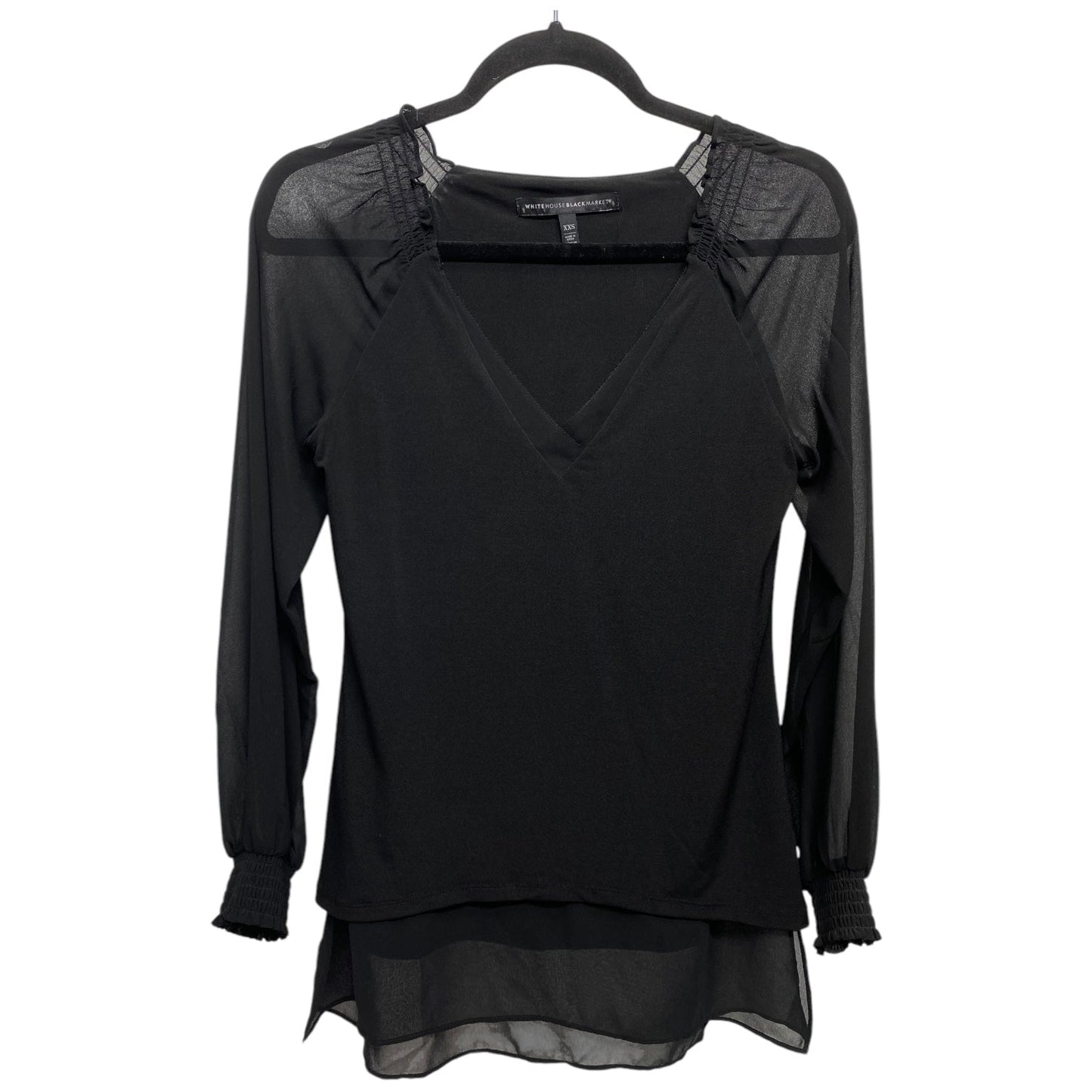 Top Long Sleeve Basic By White House Black Market In Black, Size: Xs