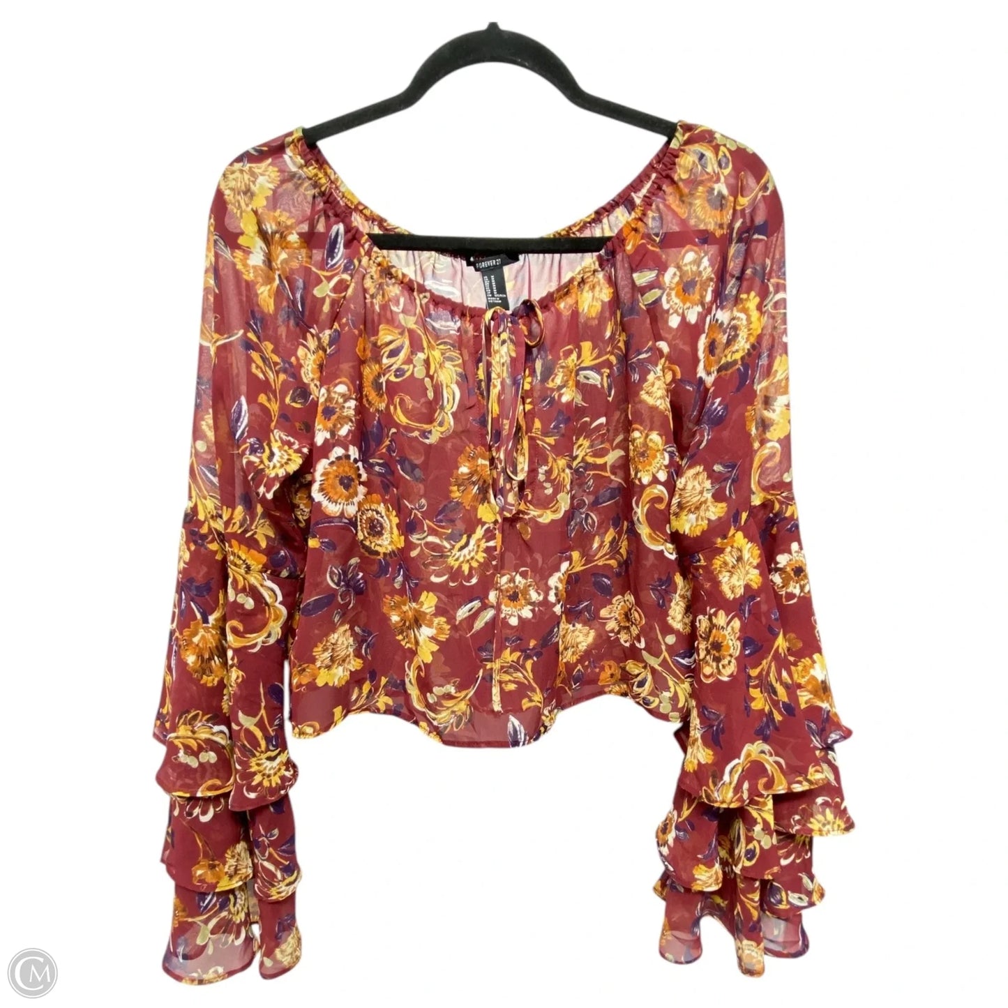 Top Long Sleeve By Forever 21 In Floral Print, Size: M