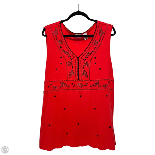 Top Long Sleeve By Kim Rogers In Black & Red, Size: Xl