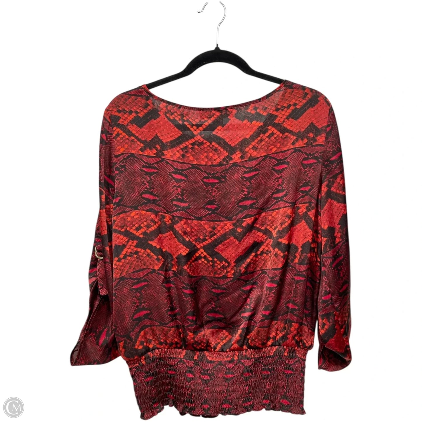 Top 3/4 Sleeve By Michael By Michael Kors In Black & Red, Size: L