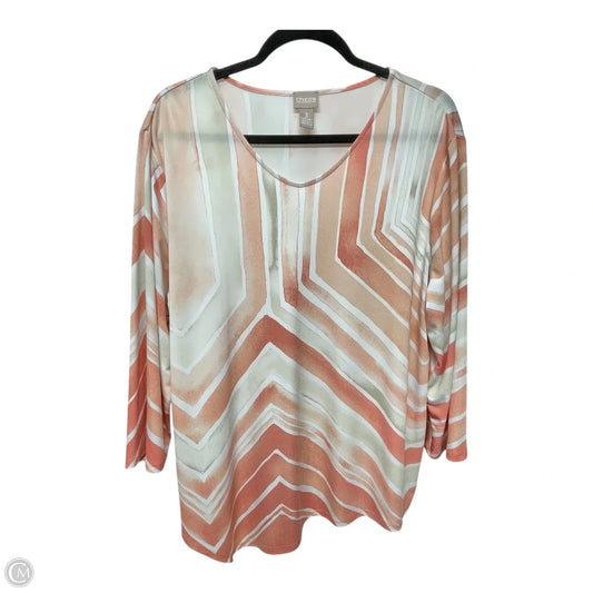 Top 3/4 Sleeve By Chicos In Peach, Size: Xl