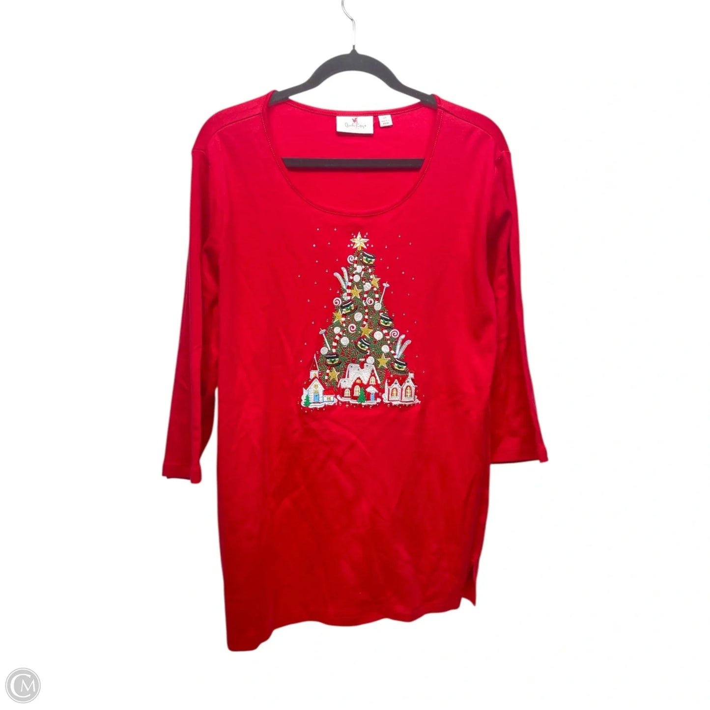 Top 3/4 Sleeve By Quaker Factory In Red, Size: 2x