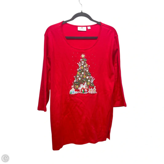 Top 3/4 Sleeve By Quaker Factory In Red, Size: 2x