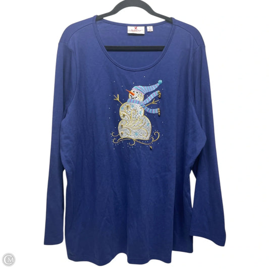 Top Long Sleeve By Quaker Factory In Navy, Size: 2x