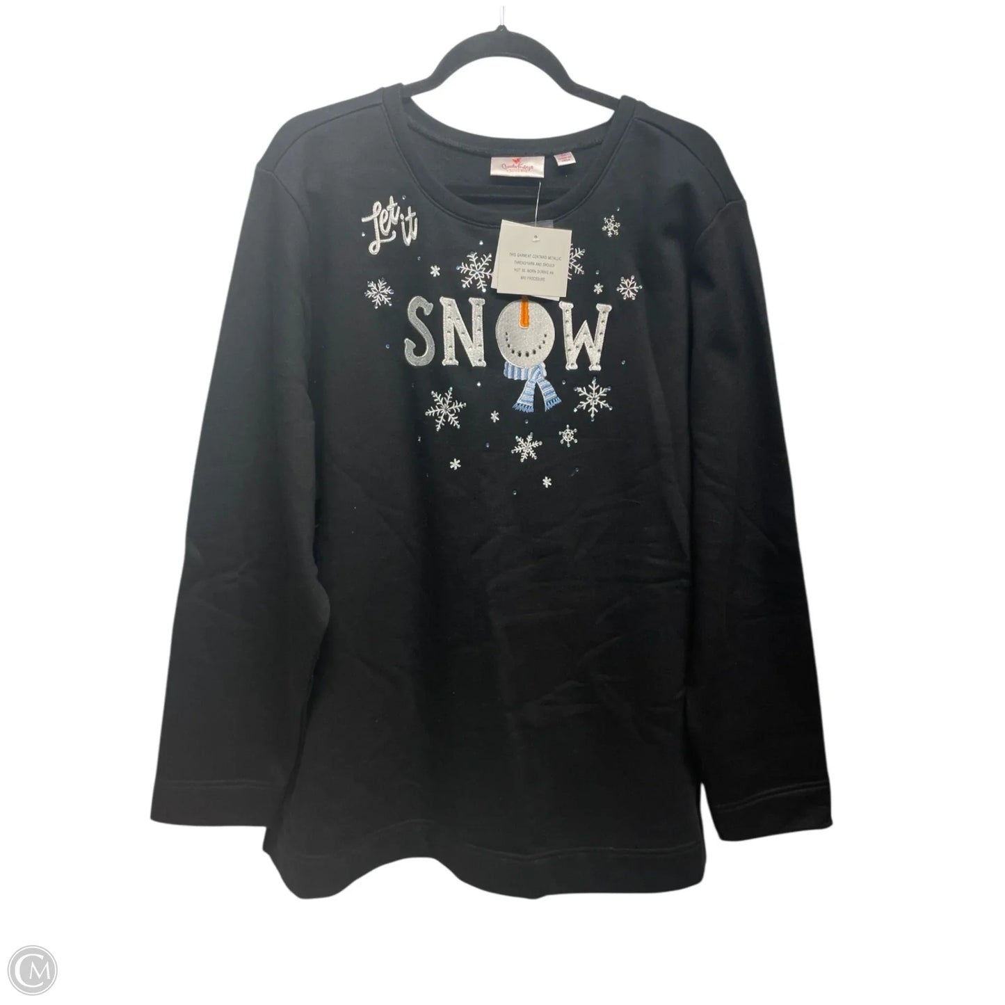 Sweatshirt Crewneck By Quaker Factory In Black, Size: 2x