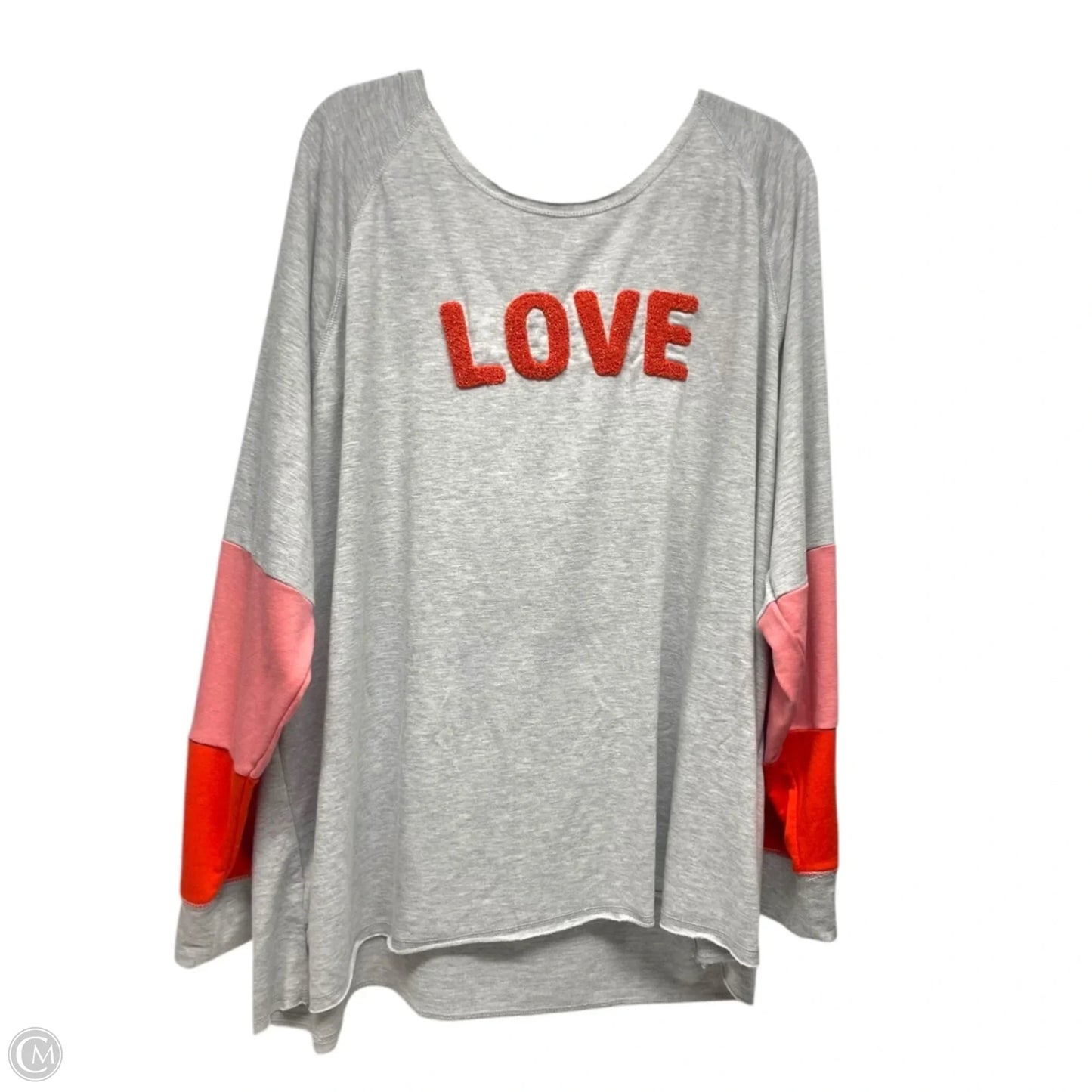 Sweatshirt Crewneck By Cato In Grey & Pink, Size: 26