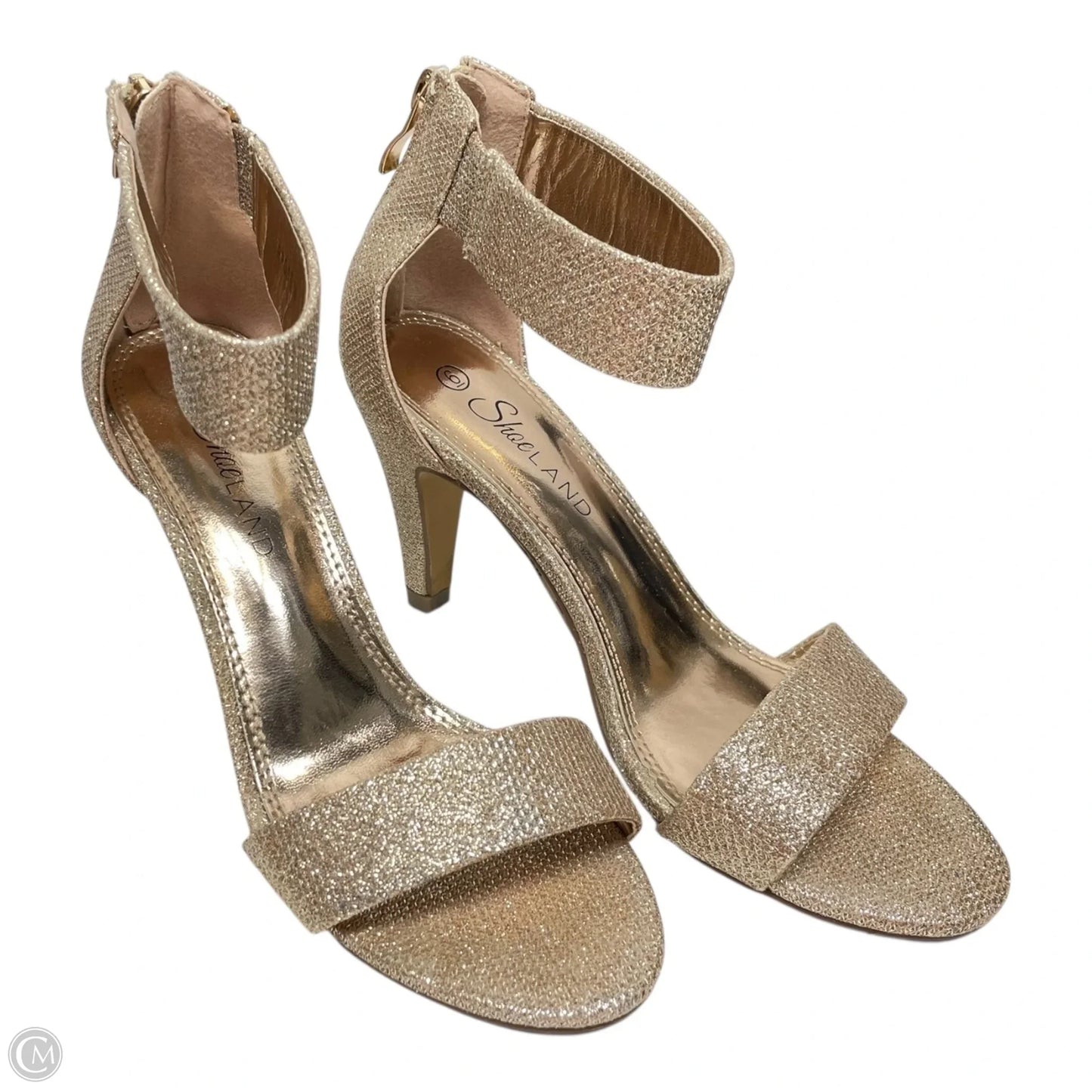 Sandals Heels Stiletto By shoe land In Gold, Size: 6
