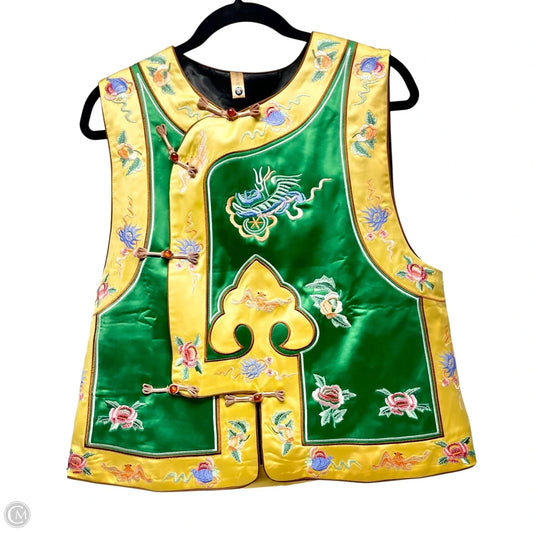 Vest by CLOTHES MENTOR  In Green & Yellow, Size: XL