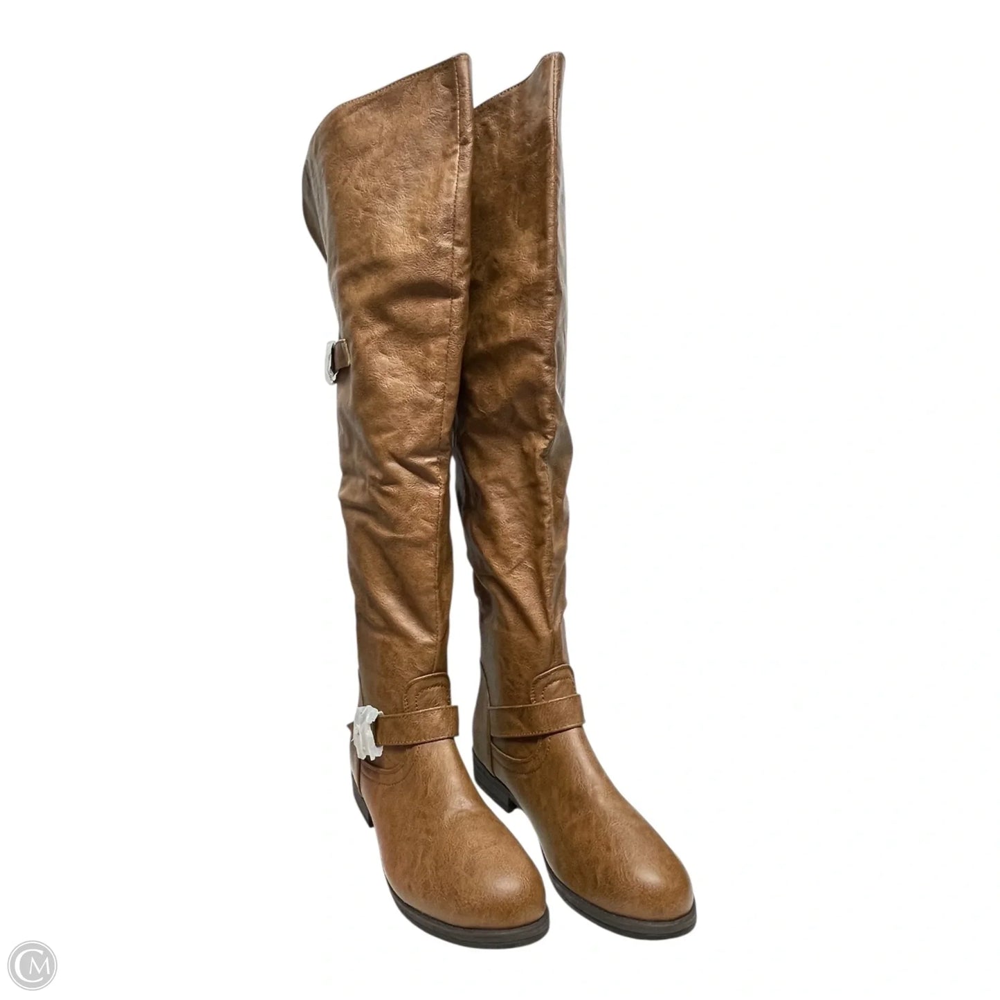 Boots Knee Heels By JG In Brown, Size: 9