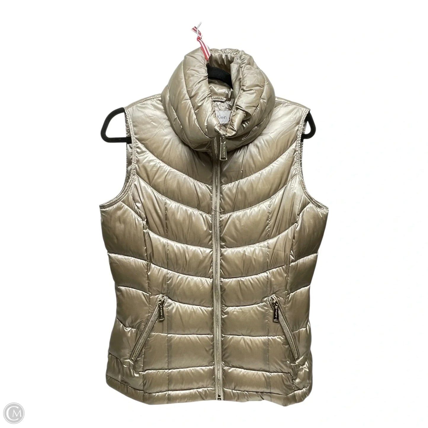 Vest Puffer & Quilted By Calvin Klein In Gold, Size: S