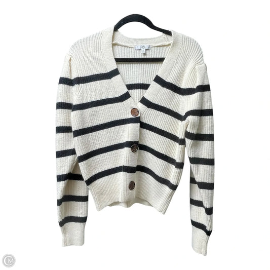 Sweater Cardigan By Q AND A In Black & Cream, Size: M