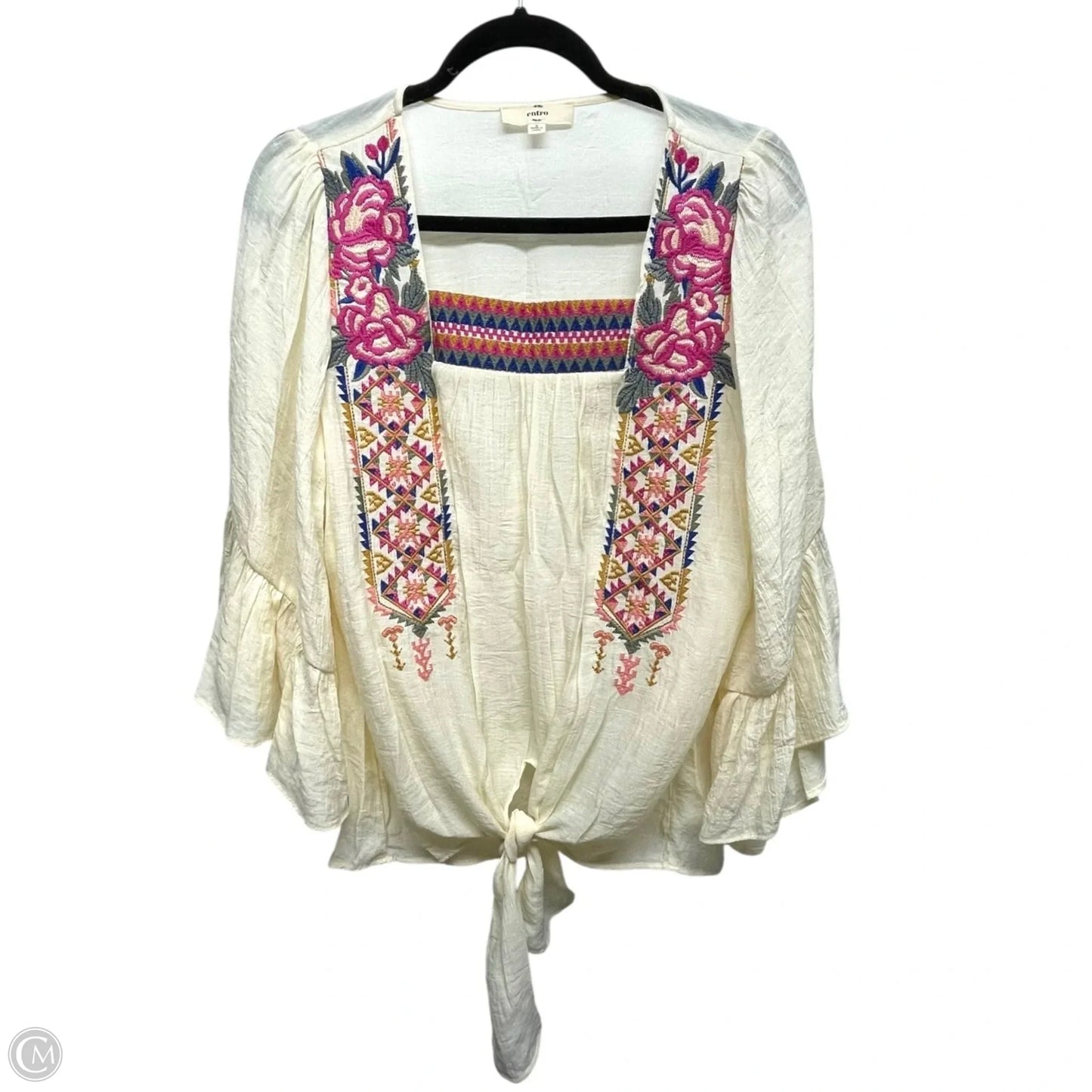 Top 3/4 Sleeve By Entro In Cream, Size: S