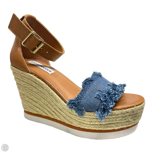 Sandals Heels Wedge By Steve Madden In Blue Denim, Size: 7