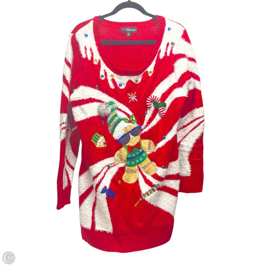 Sweater By 33 DEGREES -  In Red & White, Size: 2x