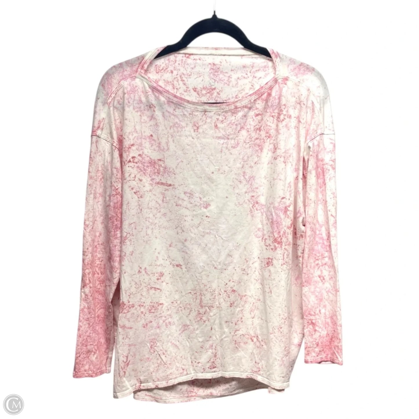 Athletic Top Long Sleeve Crewneck By Lululemon In Pink & White, Size: L