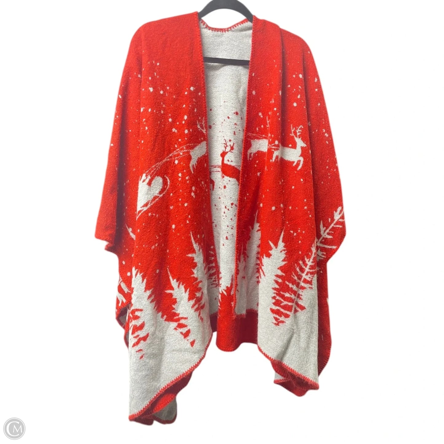 Shawl By Clothes Mentor In Grey & Red, Size: Osfm