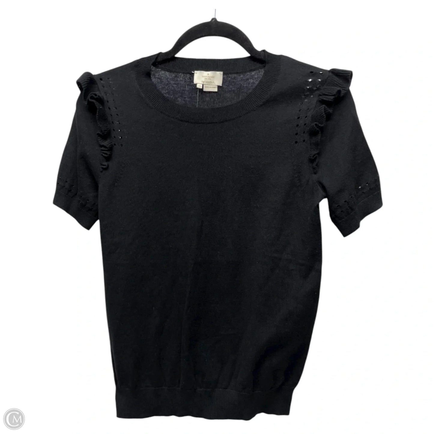 Top Short Sleeve Designer By Kate Spade In Black, Size: Xs