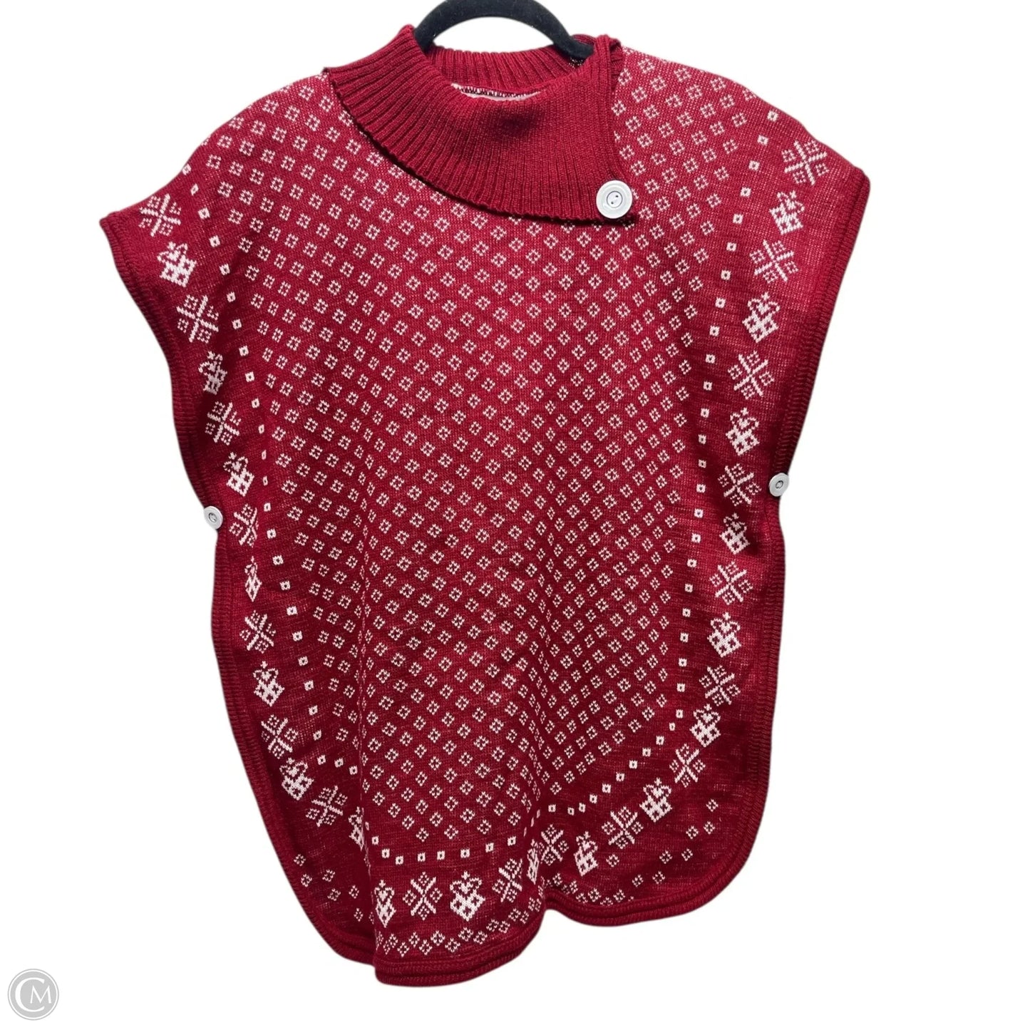 Vest Sweater By Clothes Mentor In Red & White, Size: Osfm