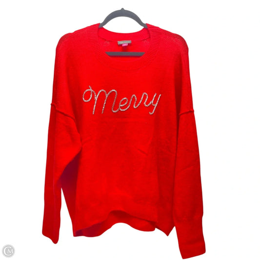 Sweater By Vince Camuto In Red & Silver, Size: L
