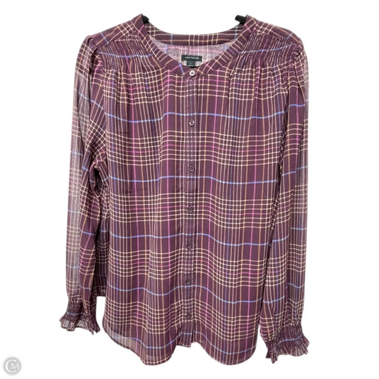 Top Long Sleeve By Ann Taylor In Plaid Pattern, Size: L