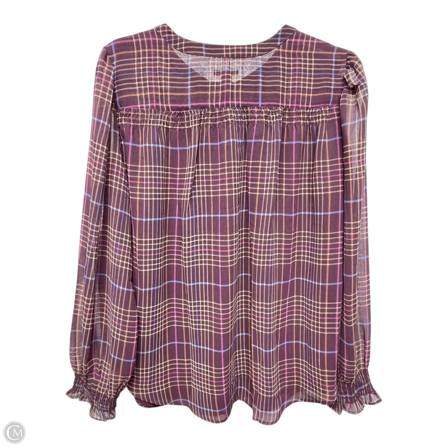 Top Long Sleeve By Ann Taylor In Plaid Pattern, Size: L