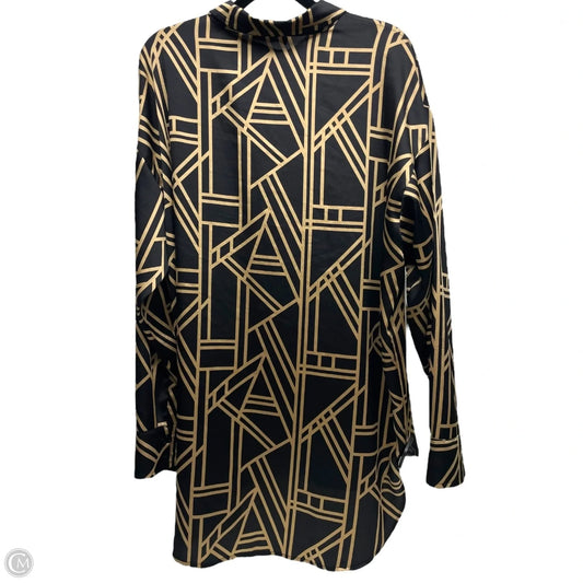 Tunic Long Sleeve Designer By Karl Lagerfeld In Black & Gold, Size: M