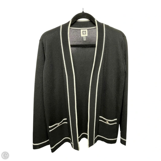 Sweater Cardigan By Anne Klein In Black & White, Size: S